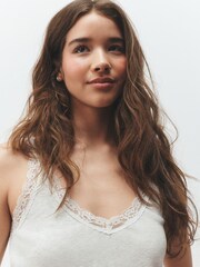 Grey Cotton Rib Lace Cami and Short Pyjamas - Image 3 of 7