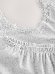 Grey Cotton Rib Lace Cami and Short Pyjamas - Image 6 of 7