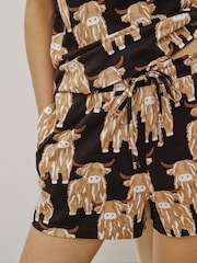 Chocolate Brown Hamish The Highland Cow Cotton Short Pyjamas Set - Image 5 of 8