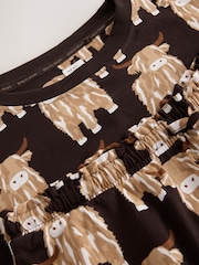 Chocolate Brown Hamish The Highland Cow Cotton Short Pyjamas Set - Image 7 of 8