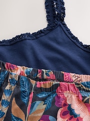 Navy Floral Rib Vest Short Pyjamas Set - Image 3 of 3