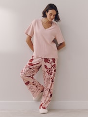 Pink Floral Short Sleeve Pyjamas - Image 1 of 6