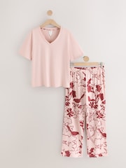 Pink Floral Short Sleeve Pyjamas - Image 6 of 6