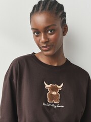 Chocolate Brown Hamish The Highland Cow Short Sleeve Pyjamas - Image 3 of 8
