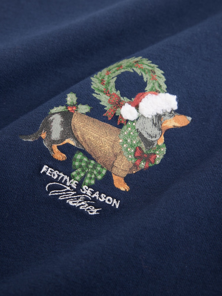 Navy Dog Matching Family Christmas Long Sleeve Pyjamas - Image 2 of 3 Navy Dog Matching Family Christmas Long Sleeve Pyjamas - Image 2 of 3