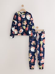 Navy Whippet Pumpkin Cotton Long Sleeve Pyjamas - Image 1 of 3