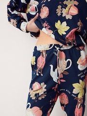 Navy Whippet Pumpkin Cotton Long Sleeve Pyjamas - Image 5 of 8