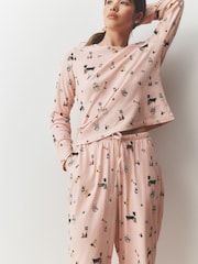 Pink Printed Pointelle Long Sleeve Pyjamas - Image 4 of 8