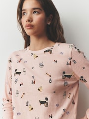 Pink Printed Pointelle Long Sleeve Pyjamas - Image 5 of 8