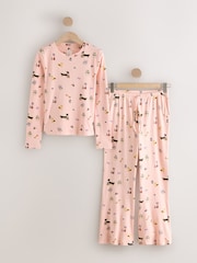 Pink Printed Pointelle Long Sleeve Pyjamas - Image 6 of 8