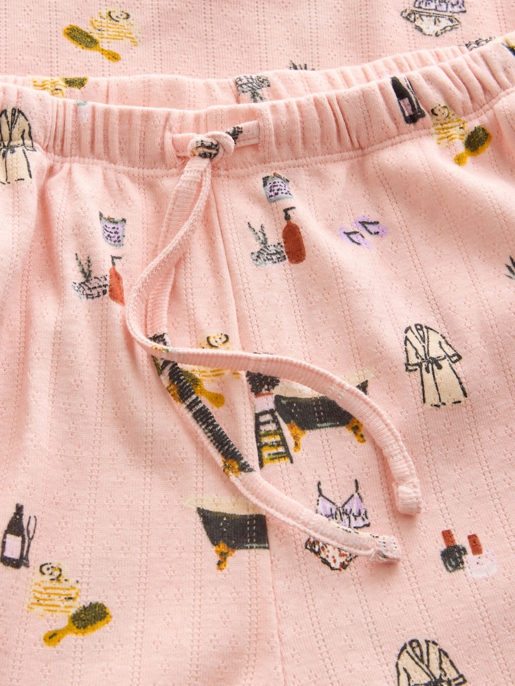 Pink Printed Pointelle Long Sleeve Pyjamas - Image 8 of 8 Pink Printed Pointelle Long Sleeve Pyjamas - Image 8 of 8