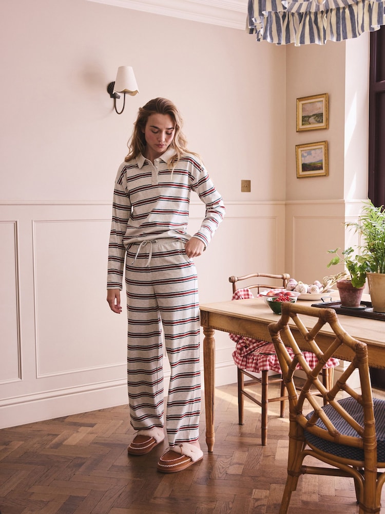 ধূসর Stripe - Rugby Long Sleeve Pyjamas - 11এর মধ্যে 1 ছবি