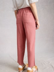 White Stuff Pink Elle Linen Blend Trousers - Image 3 of 6