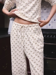 Cream Horses Pointelle Long Sleeve Kick Flare Pyjamas - Image 4 of 8