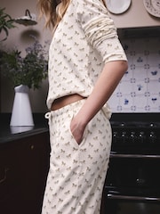 Cream Horses Pointelle Long Sleeve Kick Flare Pyjamas - Image 5 of 8