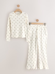 Cream Horses Pointelle Long Sleeve Kick Flare Pyjamas - Image 6 of 8