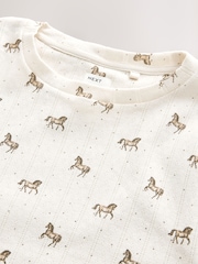 Cream Horses Pointelle Long Sleeve Kick Flare Pyjamas - Image 7 of 8