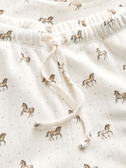 Cream Horses Pointelle Long Sleeve Kick Flare Pyjamas - Image 8 of 8