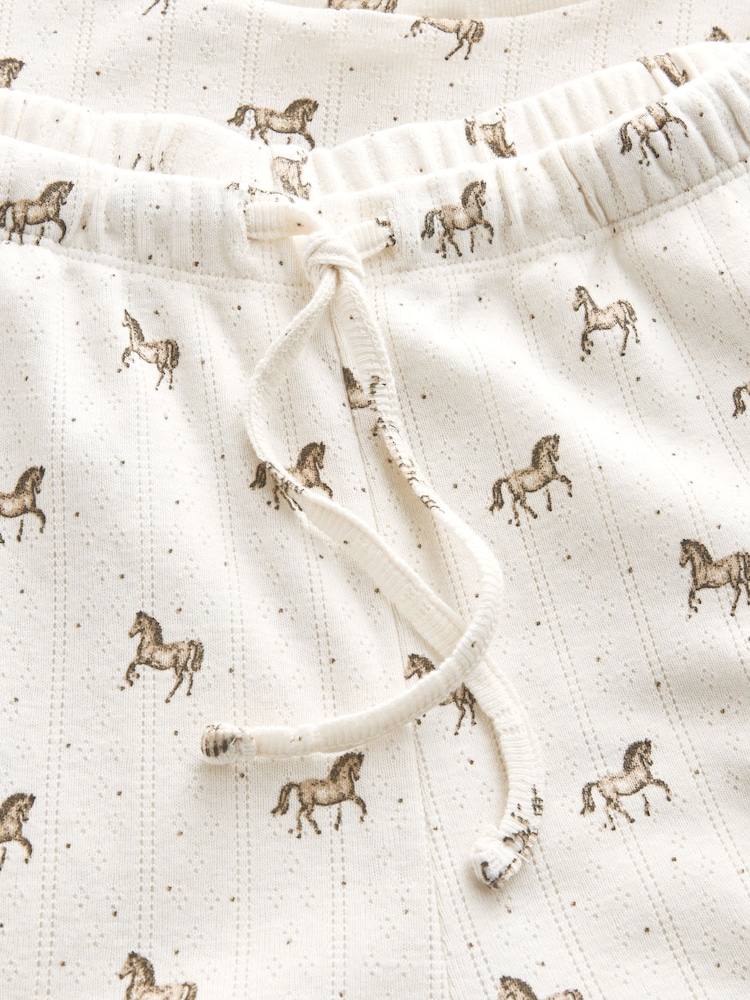 Cream Horses Pointelle Long Sleeve Kick Flare Pyjamas - Image 8 of 8