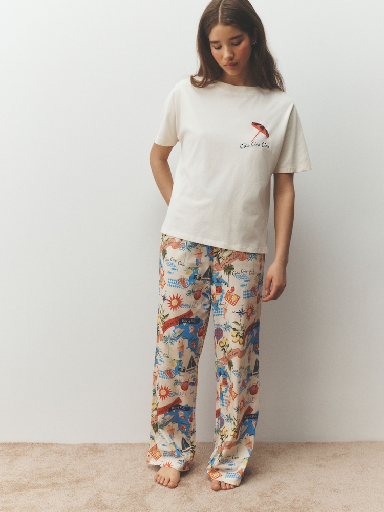Ecru Holiday Short Sleeve Pyjamas - Image 2 of 5