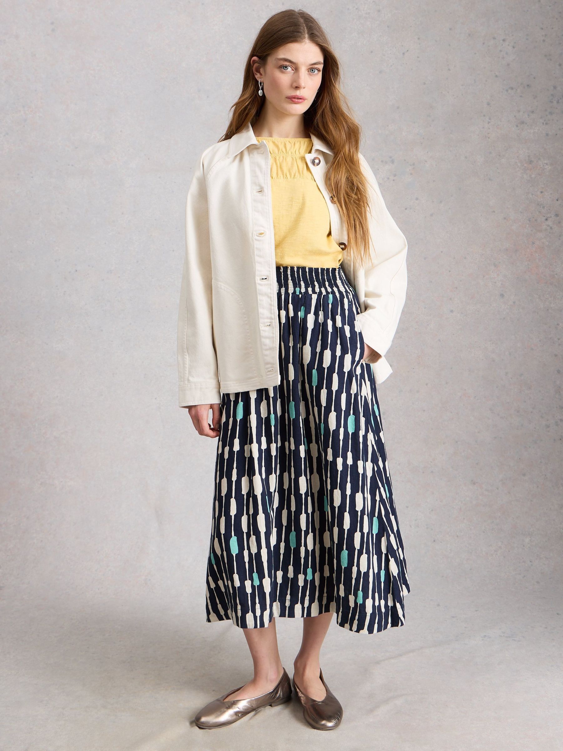 Buy White Stuff Blue Shelly Linen Blend Midi Skirt from Next USA