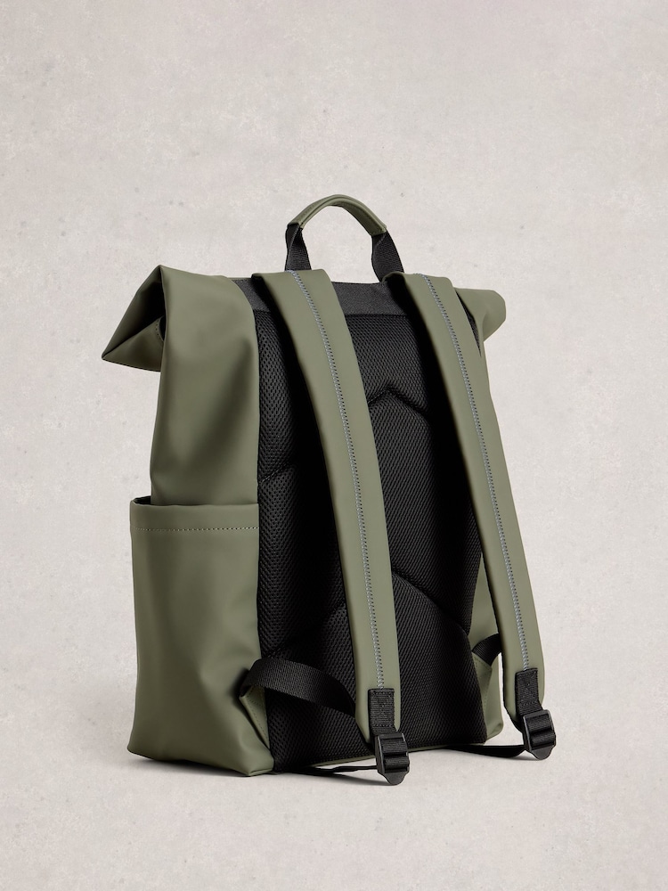 White Stuff Green Alex Rubberised Backpack - Image 2 of 3
