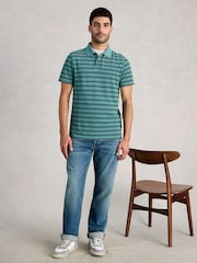 White Stuff Blue Short Sleeve Utility Stripe Polo Shirt - Image 2 of 6