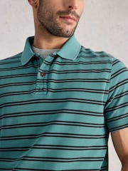 White Stuff Blue Short Sleeve Utility Stripe Polo Shirt - Image 4 of 6