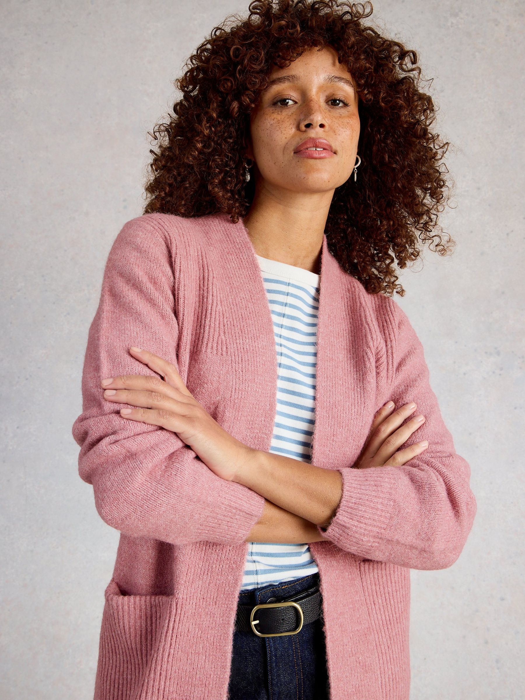 Buy White Stuff Pink Erin Long Line Cardigan from the Next UK