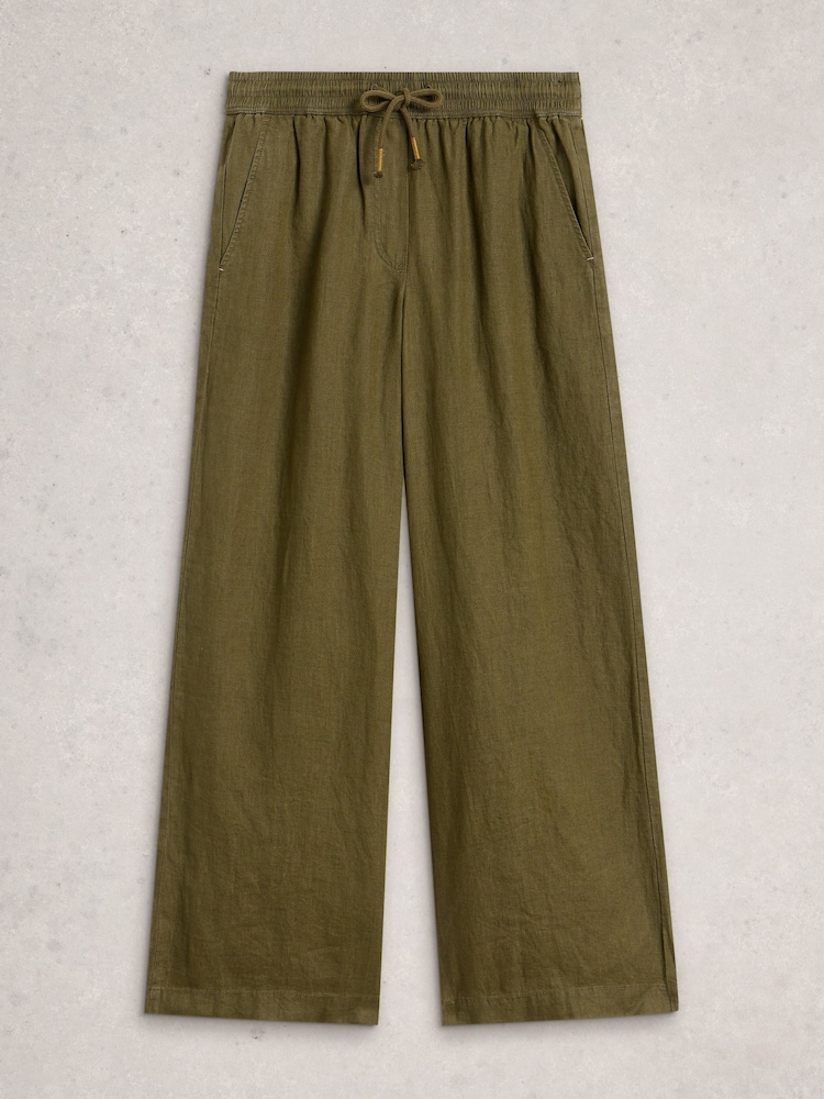 White Stuff Green Ally Linen Wide Leg Trousers - Image 1 of 2 White Stuff Green Ally Linen Wide Leg Trousers - Image 1 of 2
