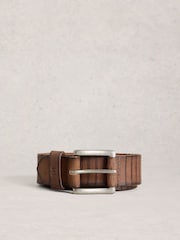 White Stuff Brown Stripe Leather Belt - Image 1 of 3