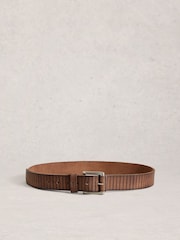 White Stuff Brown Stripe Leather Belt - Image 2 of 3