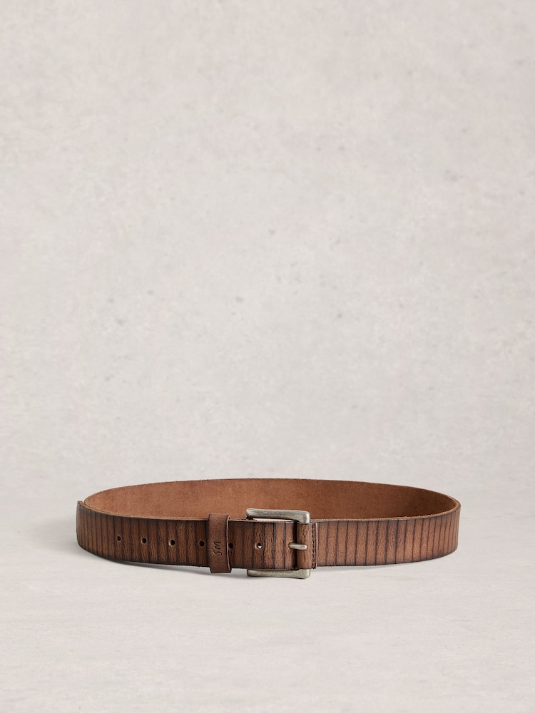 White Stuff Brown Stripe Leather Belt - Image 2 of 3