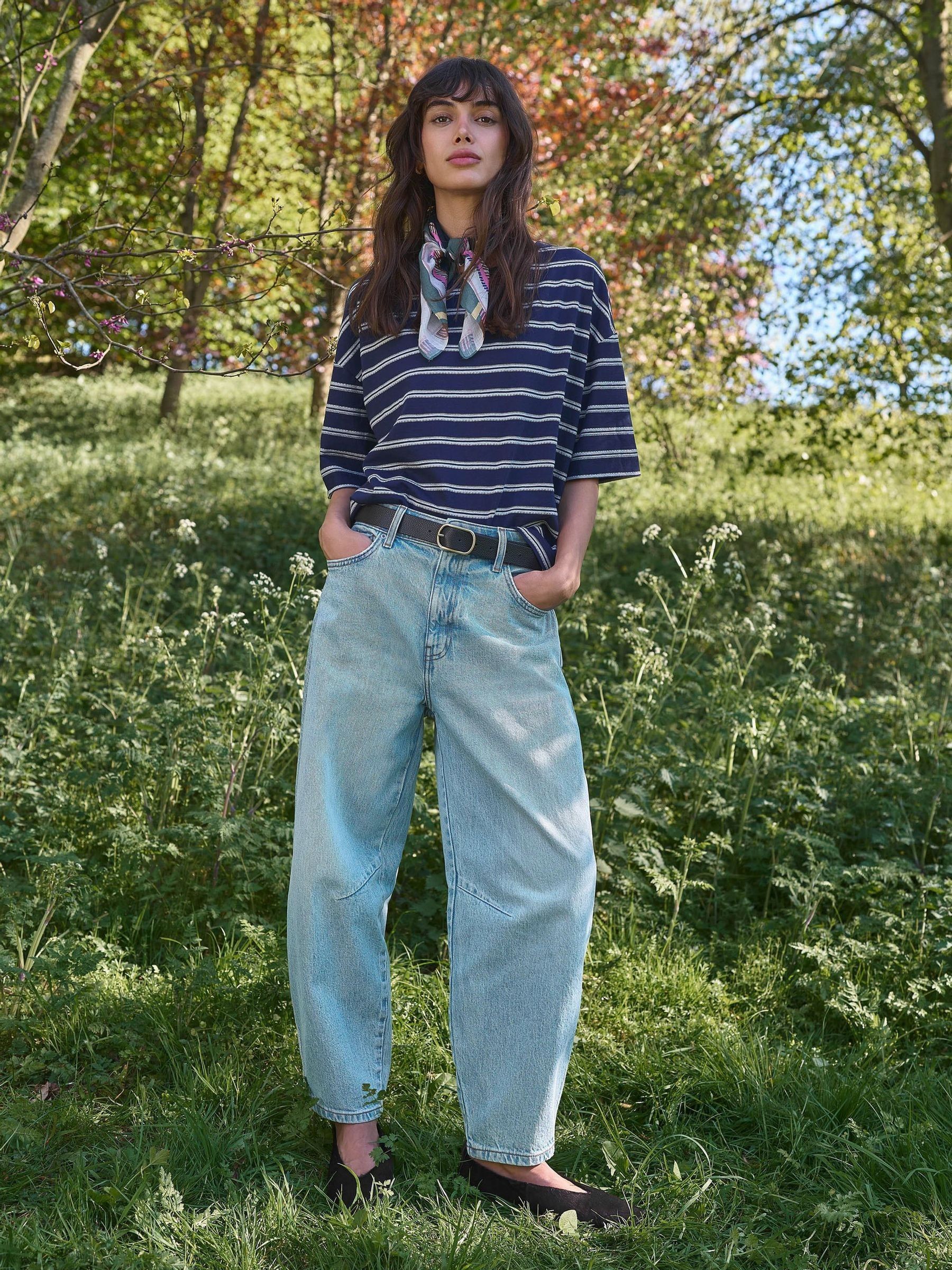 Buy White Stuff Light Blue Aubrey Cotton Barrel Leg Jeans from