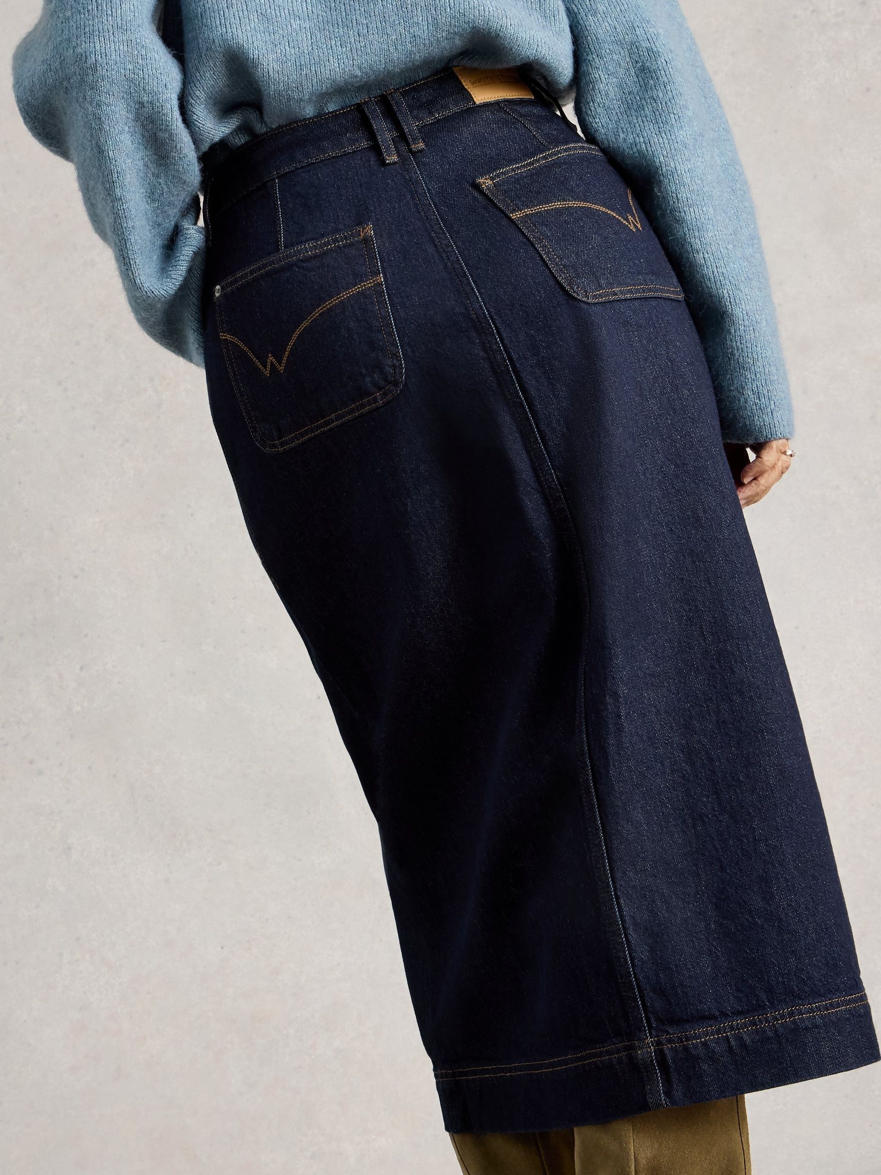 Buy White Stuff Navy Tia Denim Midi Skirt from Next USA