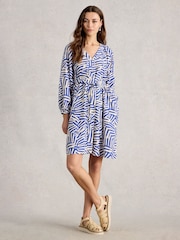 White Stuff Blue Petra Linen Blend Dress - Image 3 of 6