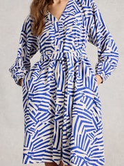 White Stuff Blue Petra Linen Blend Dress - Image 4 of 6