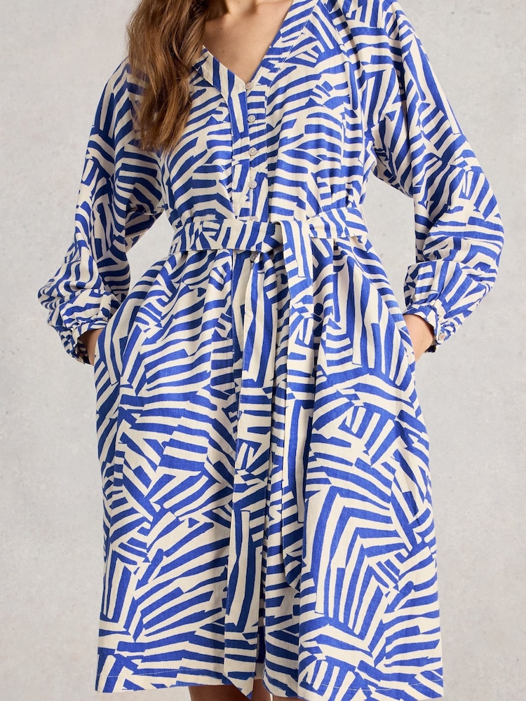 chinese dress ladies Tiered linen dress PETRA in Cobalt blue