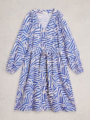 White Stuff Blue Petra Linen Blend Dress - Image 5 of 6