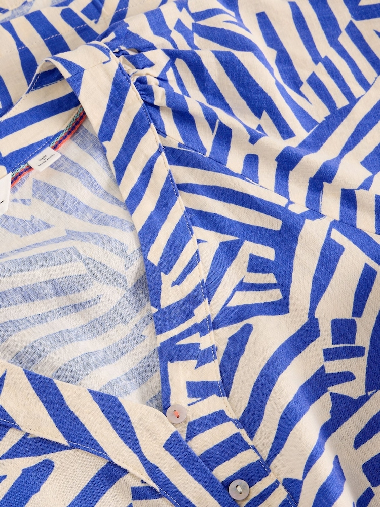 White Stuff Blue Petra Linen Blend Dress - Image 6 of 6