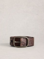 White Stuff Brown Punch Out Floral Belt - Image 1 of 2