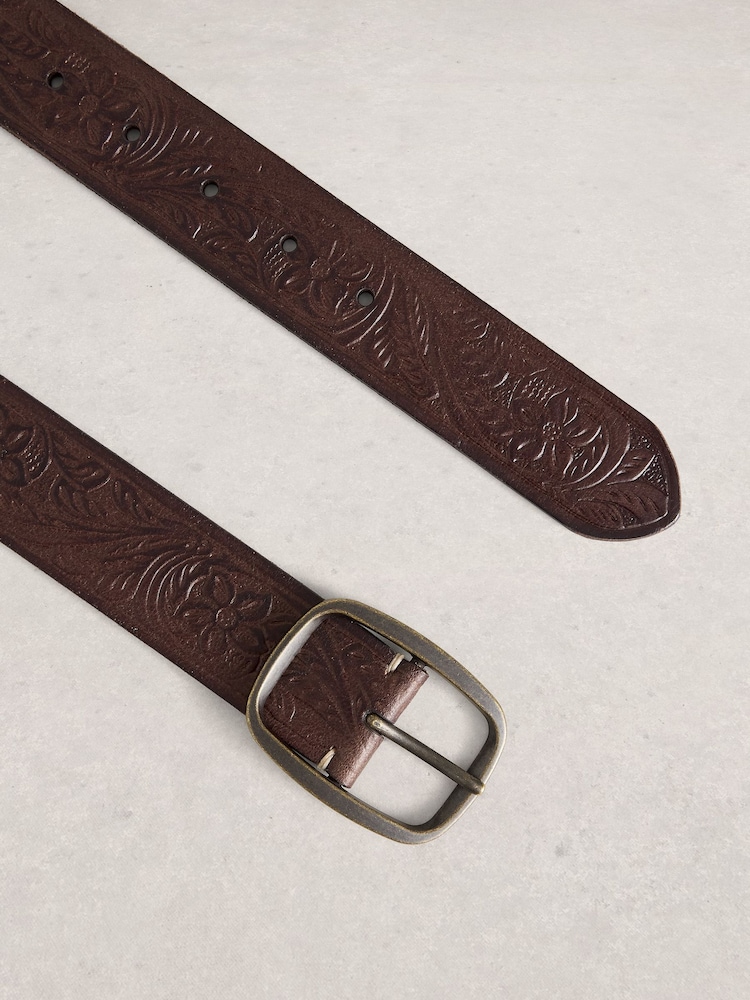 White Stuff Brown Punch Out Floral Belt - Image 3 of 3
