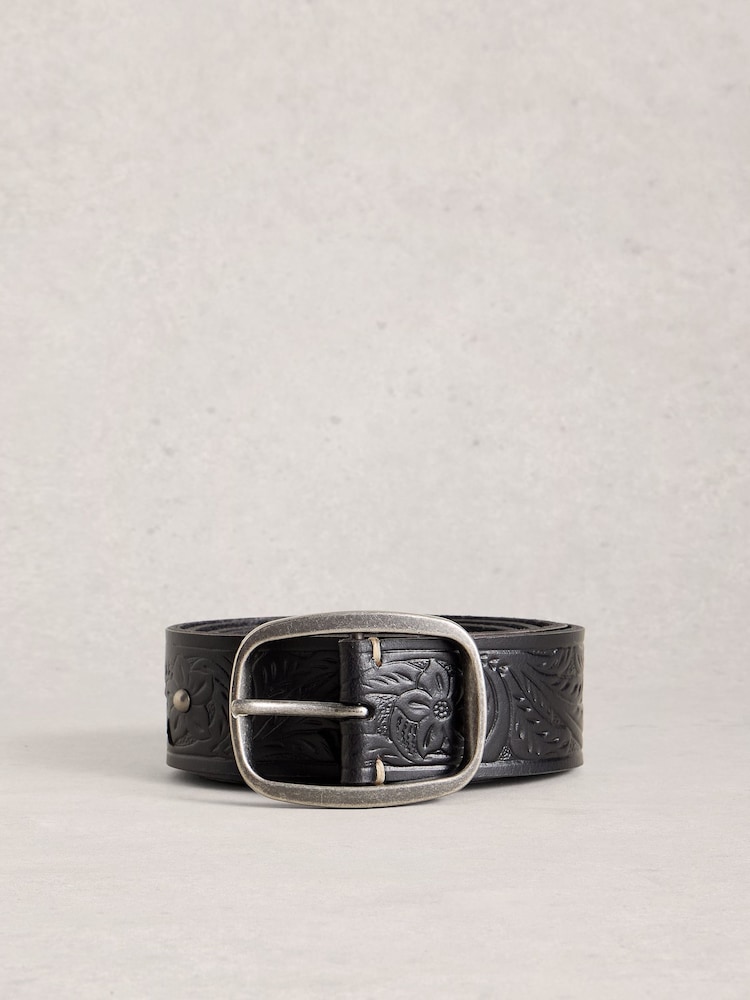 White Stuff Black Punch Out Floral Belt - Image 1 of 3