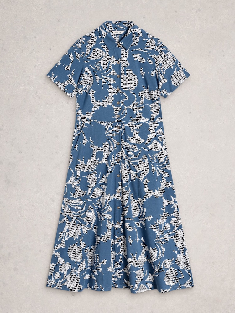 White Stuff Steel Blue Rua Jersey Shirt Dress - Image 1 of 2 White Stuff Steel Blue Rua Jersey Shirt Dress - Image 1 of 2