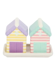 Something Different White Pastel Beach Hut Salt and Pepper Shakers - Image 2 of 4