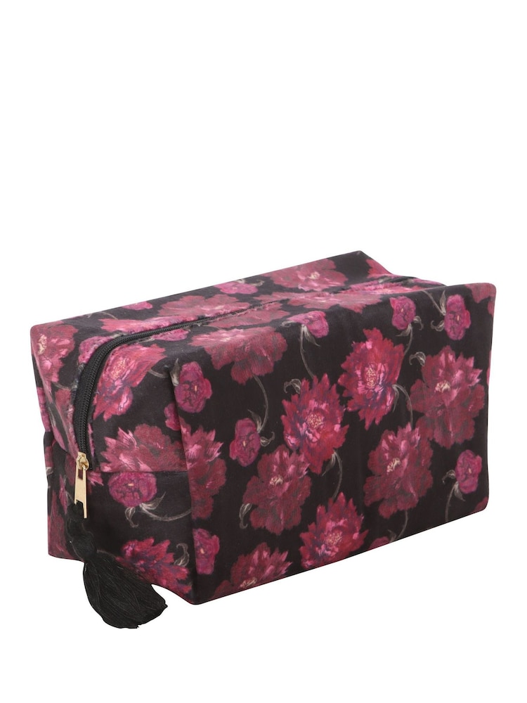 Something Different Black Dark Romance Floral Print Makeup Bag - Image 2 of 4