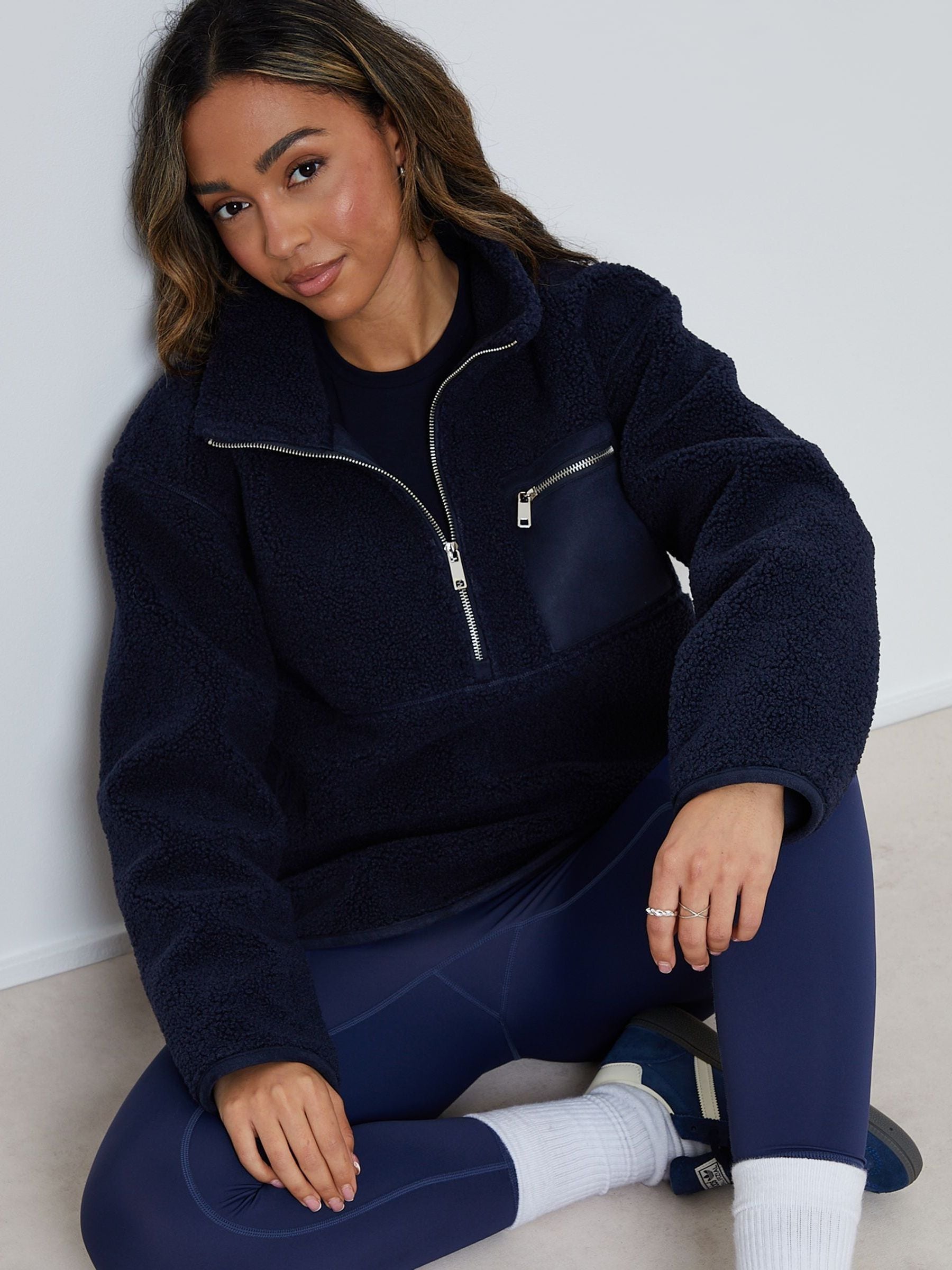 Buy Threadbare Navy Blue Half Zip Borg Fleece from the Next UK