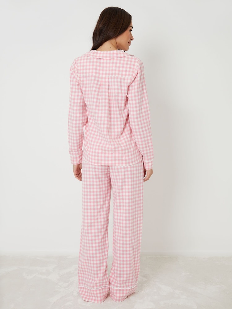 Threadbare Pink Check Long Sleeve Pyjamas Set - Image 2 of 4 Threadbare Pink Check Long Sleeve Pyjamas Set - Image 2 of 4