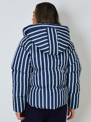 Threadbare Blue Stripe Hooded Padded Jacket - Image 3 of 5
