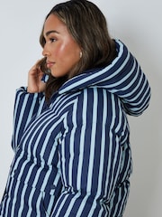 Threadbare Blue Stripe Hooded Padded Jacket - Image 5 of 5